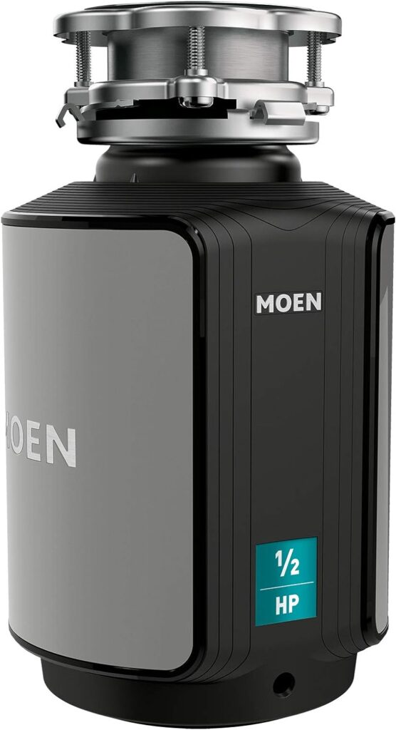 Moen GX50C Prep Series 1/2 HP Continuous Feed Garbage Disposal, Black  GXS75C Host Series 3/4 HP Continuous Feed Garbage Disposal with Sound Reduction, Power Cord Included